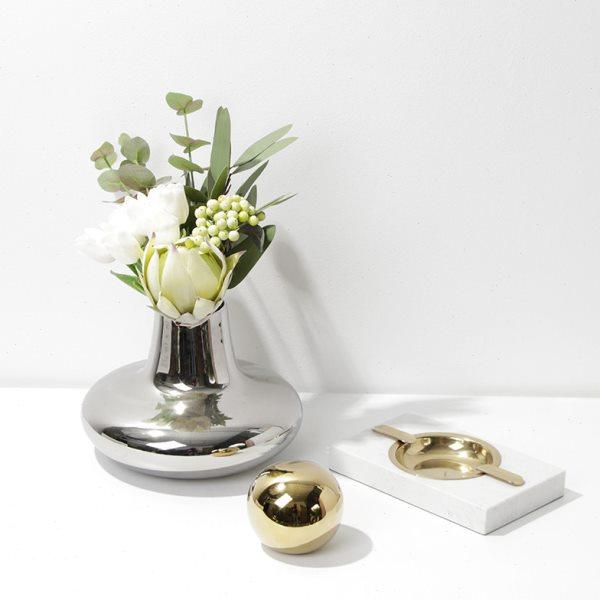 现代轻奢电镀银色陶瓷花瓶餐桌面摆件样板房客厅插花器简约装饰品,淘宝优惠券,粉丝福利购,淘宝优惠卷