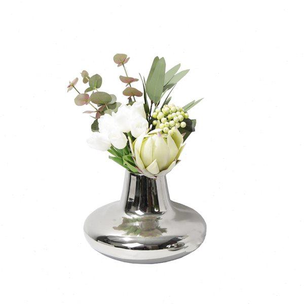 现代轻奢电镀银色陶瓷花瓶餐桌面摆件样板房客厅插花器简约装饰品,淘宝优惠券,粉丝福利购,淘宝优惠卷