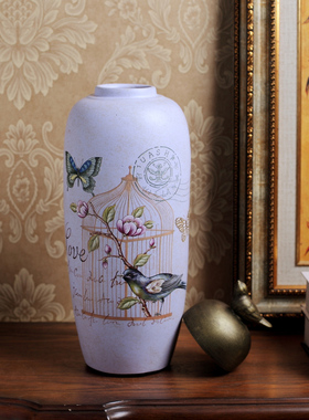 美式乡村陶瓷带盖储物罐 客厅家居装饰工艺品软装样板间结婚摆件