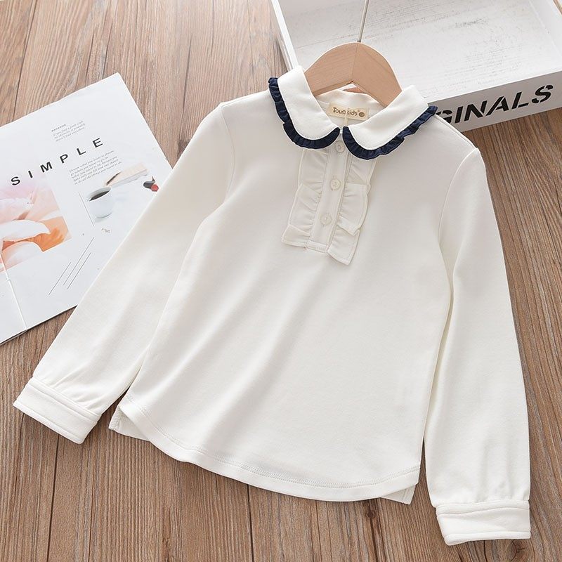 洋气女童秋季新款衬衫领打底衫宝宝学生白色衬衣中大童纯棉娃娃衫,淘宝优惠券,粉丝福利购,淘宝优惠卷