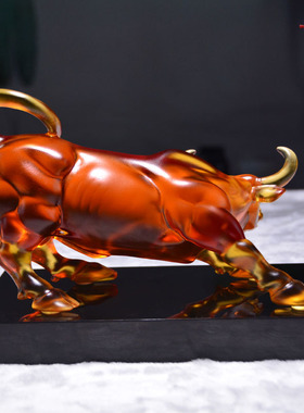 琉璃斗牛公司开业贺礼上市礼品定制刻字炒股牛办公室华尔街牛摆件