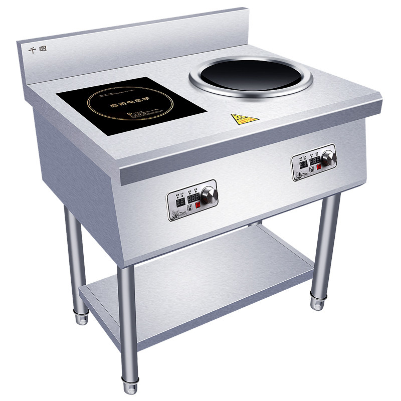 商用电磁炉平凹双灶5000w双眼电炒锅大功率6kw两头立式组合电磁灶,淘宝优惠券,粉丝福利购,淘宝优惠卷
