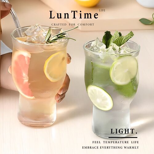 LunTime生活 玻璃杯复古宽口美式咖啡杯大容量饮料杯鸡尾酒杯水杯 - 图3