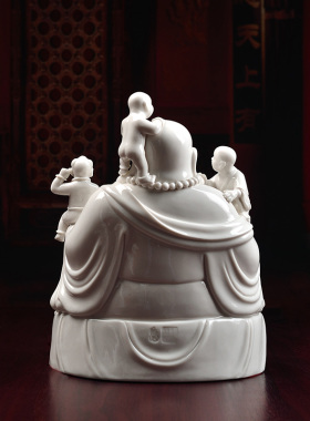 戴玉堂陶瓷送子弥勒佛笑佛大肚多仔佛佛像摆件五子登科五子戏弥勒