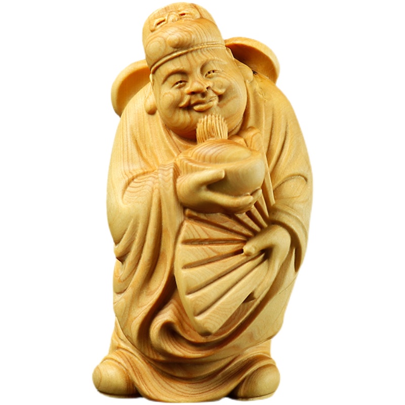 黄杨木雕摆件财神招财手把件车挂家居饰品实木雕刻手工艺品收藏品 - 图2