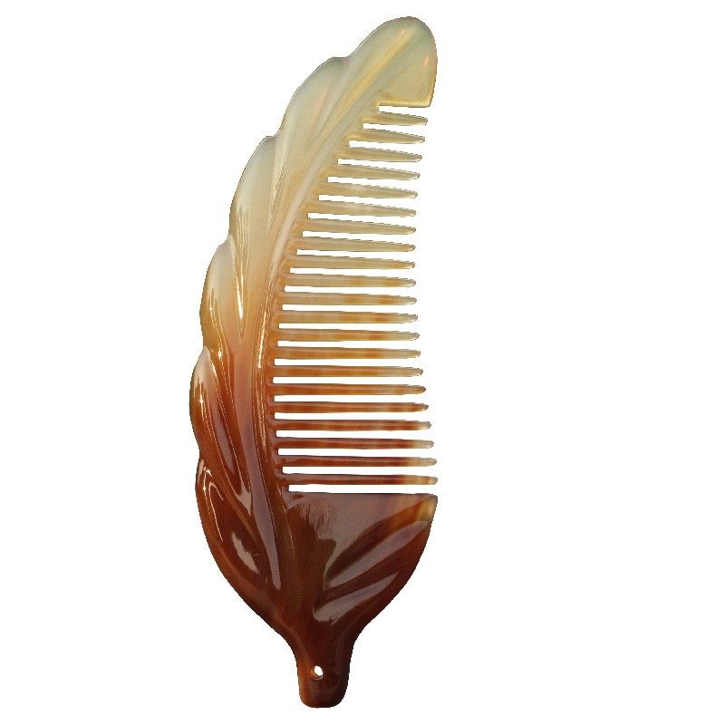 天然白牛角按摩梳子防静电个人护理清洁头皮密齿叶子洗漱梳长15CM,淘宝优惠券,粉丝福利购,淘宝优惠卷
