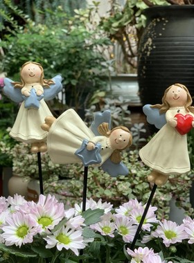 户外创意天使地插别墅花园布置庭院阳台景观园艺装饰盆栽装饰摆件