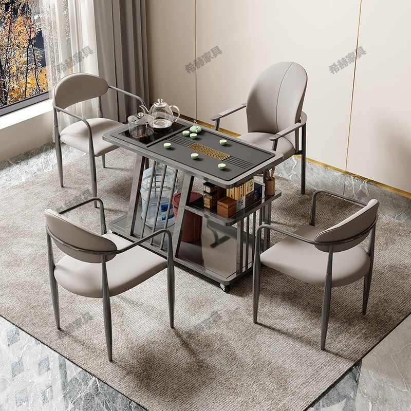 铁艺茶桌家用小茶台碳素钢一体茶水柜移动小茶车阳台小茶桌椅组合,淘宝优惠券,粉丝福利购,淘宝优惠卷