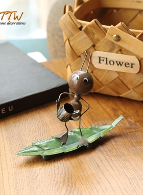 家居软装饰品铁艺蚂蚁树叶款工艺品新房儿童房时尚创意格子装饰品