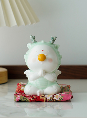 创意龙宝宝陶瓷工艺品送礼可爱打坐1/4寸套筒扳手龙茶宠摆件客厅