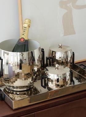 印度进银色拉收罐冰桶托盘酒吧酒具VCF环摆件轻奢样板纳间酒店装