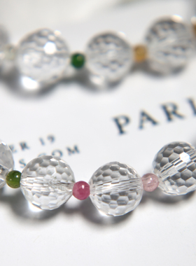 走进东非鹏飞水晶白水晶刻面碧玺手串天然水晶多彩-多样性发其一