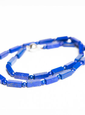 走进东非鹏飞珠宝青金石项链竹节设计节节高时尚百搭简约蓝色吊坠