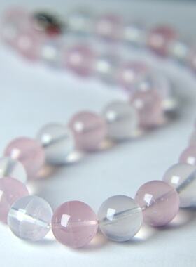 天然水晶朱珠同款粉水晶项链