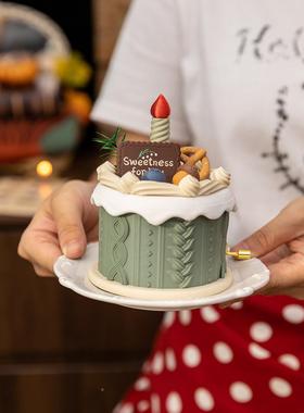 阿日楹 生蛋糕造拍饰摄小摆件电视柜首钥匙SN2508ms收纳音乐盒圣