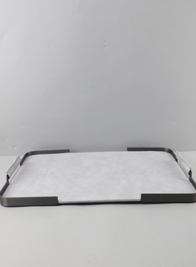 简约现代编织皮革金属黑钛托盘摆件样板间家居客厅桌面收纳装饰品