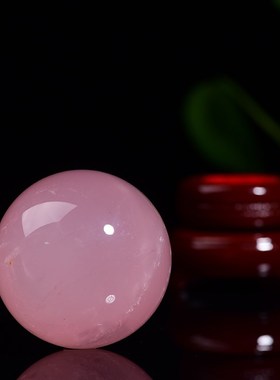 星禾粉水晶球摆件天然原石打磨客厅卧室爱情石装饰高档粉冰种礼品