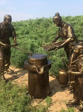 仿铜民俗雕塑玻璃钢定制传统古文化街景观园林中式商业街人物摆件