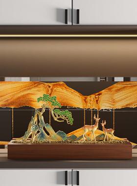 创意迎客松流面画摆件高感小众客厅级酒柜VBT装饰办公室桌轻沙奢