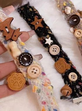 冬季新款小熊铃铛编织情侣手绳