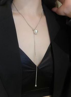 不掉色抽拉高级优雅时尚链女ins2025珍珠款项名媛秋冬毛衣