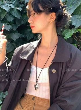 开学季fever同款爱心吊坠项链女2025长绳小众高级百搭夏天锁骨链