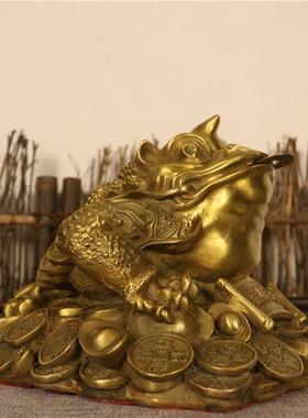 金蟾纯黄铜铜器精品家具客厅办公室汽车内饰摆件茶宠小手把件