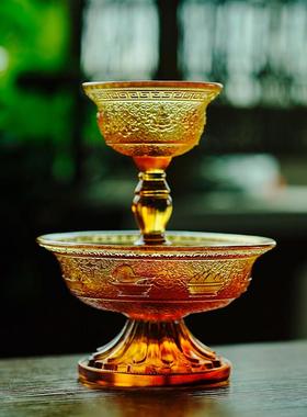 古法琉璃八吉祥护发杯供碗供杯家用桌面摆件尼泊尔修行杯日常送礼