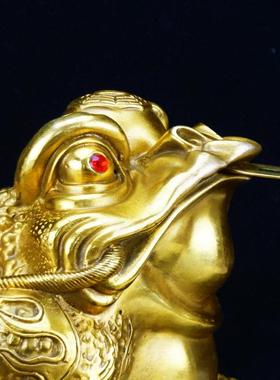 铜金蟾摆件黄铜店铺收银台家居摆设三脚金蝉公司开业礼品装饰品