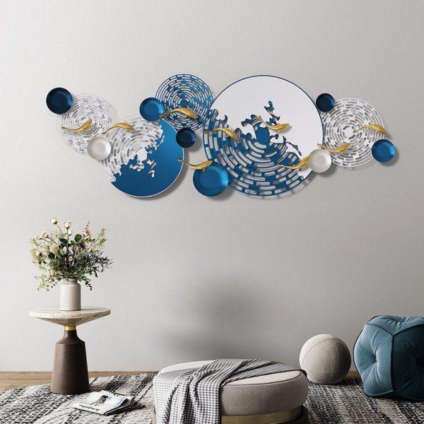 新中式现代家居壁饰立体九鱼图壁挂客厅电视沙发背景墙面装饰挂件,淘宝优惠券,粉丝福利购,淘宝优惠卷