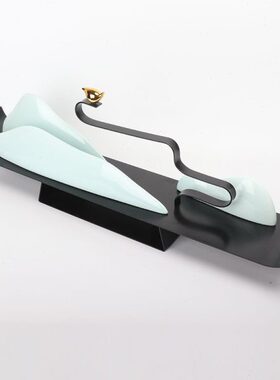 新中式创意陶瓷假山家居摆件客厅玄关工艺品办公室样板房软装饰品