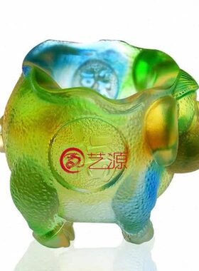 琉璃摆件猪祝福笔筒商务办公桌创意家居饰品送客户朋友生日礼物