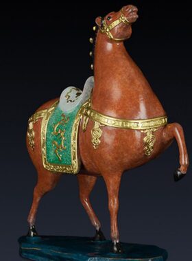 纯黄铜马到成功工艺品彩铜马摆件办公室装饰品马礼品家居彩色铜马