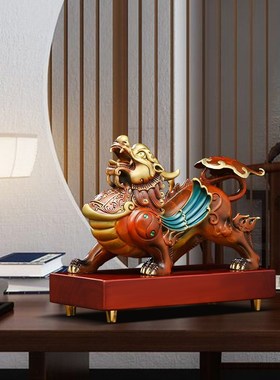 铜貔貅摆件一对招财客厅玄关酒柜办公室聚财貔恘装饰开业乔迁礼品