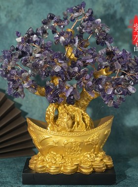 摇钱树摆件新中式乔迁送礼玄关客厅酒柜办公室手工装饰摆设