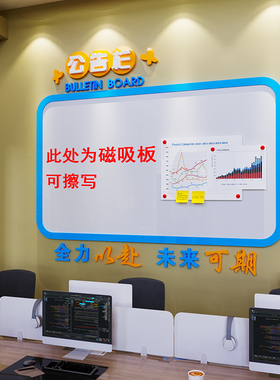 磁吸式公告宣传栏白板墙贴照片业绩展示板公N司企业文化办公室装
