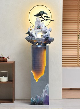 现代落地流水摆件循环水客厅水景加湿器玄关装饰假山喷泉开业乔迁