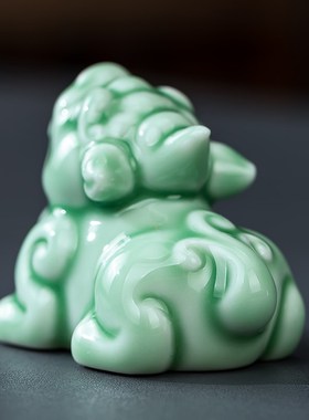 小号精品招财陶瓷小貔貅摆t件一对家居客厅茶室装饰品办公桌面摆