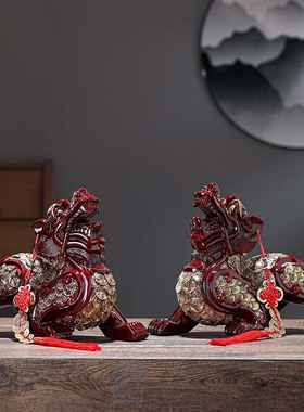 招财貔貅摆件一对客厅玄关店铺办公室装饰乔迁镇宅工艺品开业礼品