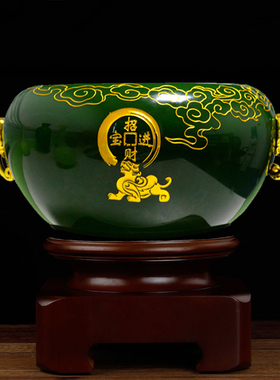 聚宝盆摆件工艺品办公室装饰招财进宝大号琉璃乔迁开业礼品送领导