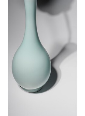 景德1004手工花瓶书房案头瓶中式插花原矿釉 影青长T颈胆瓶高24cm