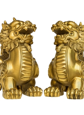 全铜貔貅摆件一对公母招财貔恘家居办公室客厅玄关装饰开业礼物铜