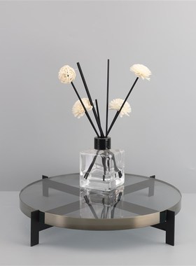 欧式水晶金属托盘摆件样板房售楼部书房客厅餐厅厨房桌面玄关饰品