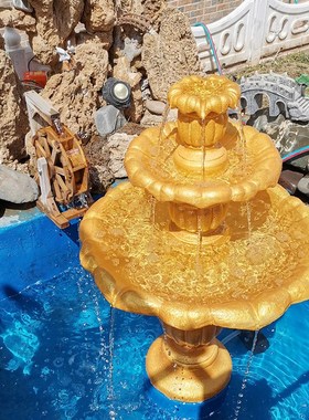 多层流水喷泉大理石鱼池户外水景庭院花园婚庆造景装饰落地摆件