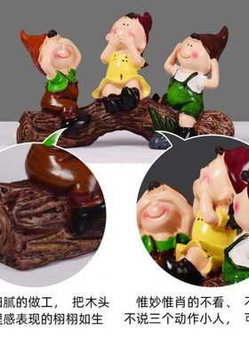 家饰个性隔板小摆件 田园风格家居装饰品 树脂工艺品 新款三不人