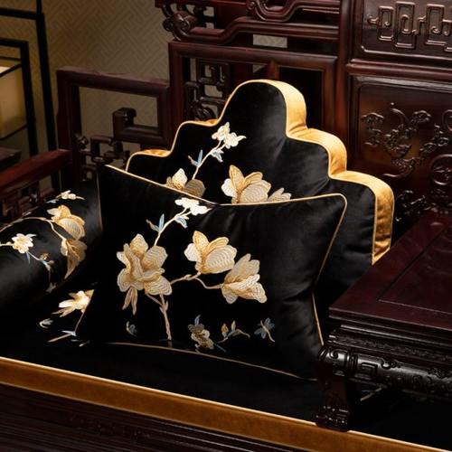 中式红木罗汉床坐垫家用高档沙发垫防滑实木垫子刺绣飘窗垫可定制 - 图0
