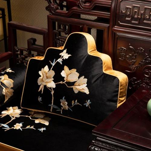 中式红木罗汉床坐垫家用高档沙发垫防滑实木垫子刺绣飘窗垫可定制 - 图1