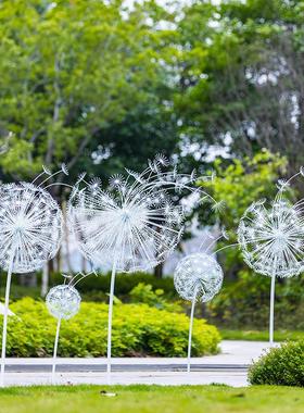 户外不锈钢镂空蝴蝶蒲公英花朵金属雕塑园林草坪动物铁艺装饰摆件