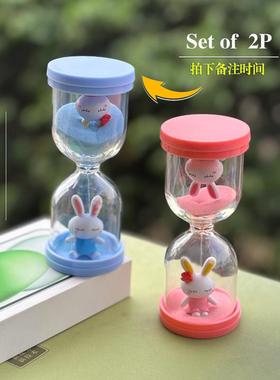卡通耳兔儿童安全防摔塑料沙漏计时器10分钟幼儿园多功能桌面摆件