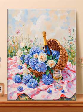 海边花篮 diy数字油画2025新款丙烯画手工填充填色系丙烯画